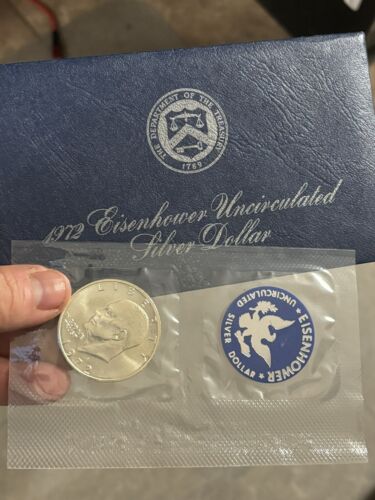 1972 S Eisenhower BU Blue Pack 40% Silver Ike Dollar US Coin w/ OGP - 第 1/3 張圖片