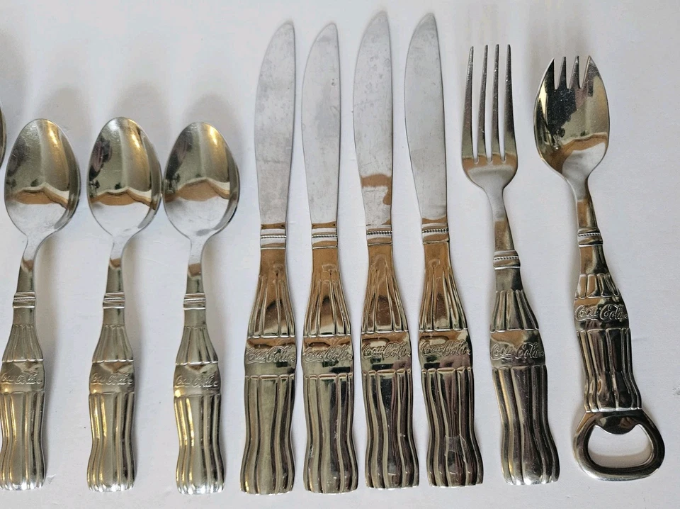Gibson Coca-Cola Flatware Stainless Coke Bottle Handle 13pc Set Silverware - Image 4 of 4