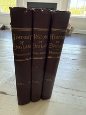 History of England Macaulay 3 Vol Set Hurst & Co Illustrated Antique Books