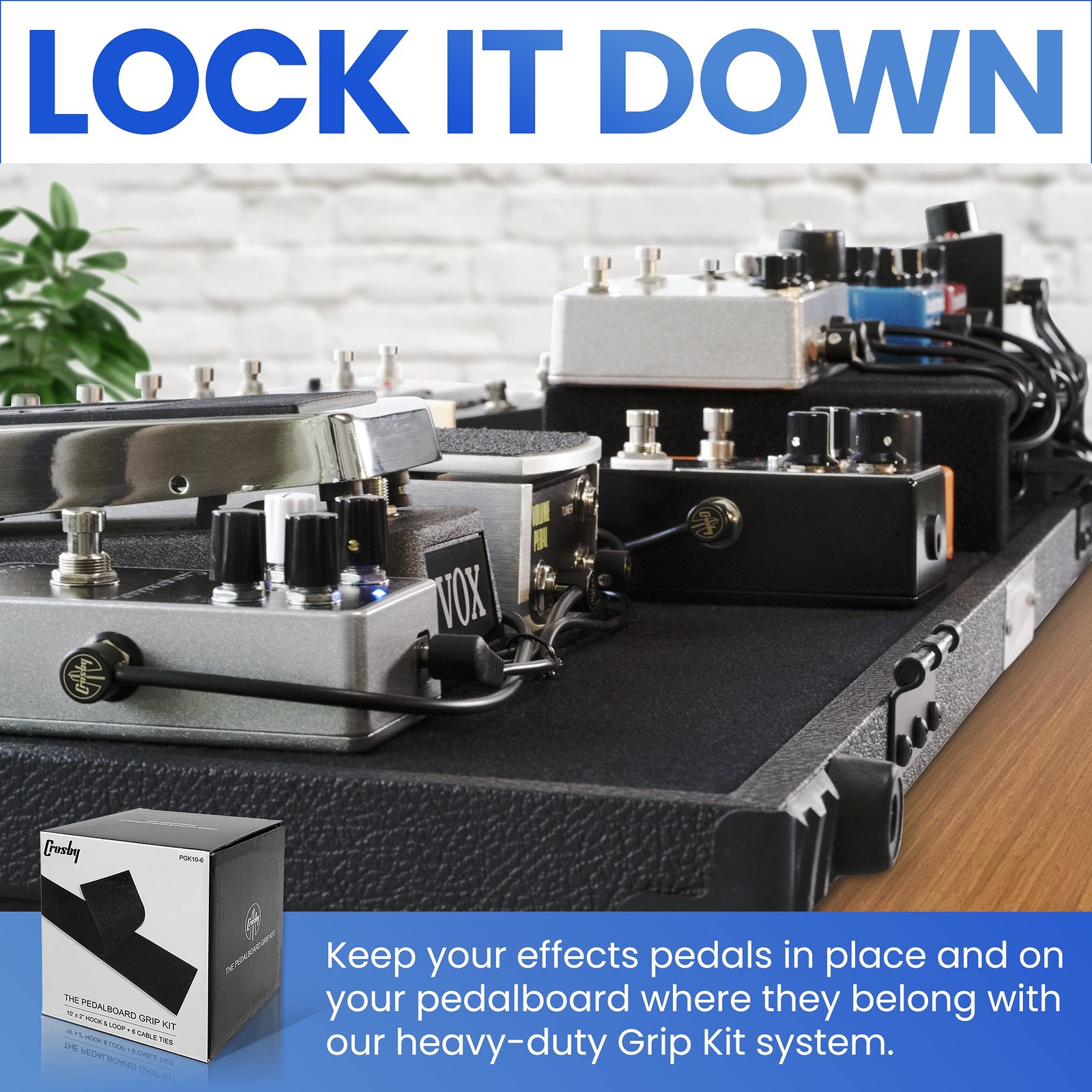 Pedalboard Grip Kit - 10 Feet of Heavy Duty Hook & Loop Tape Plus 6 Reusable ...