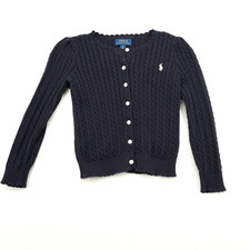 Polo Ralph Lauren Kids Navy Blue Cotton Cable Knit Cardigan Size 5