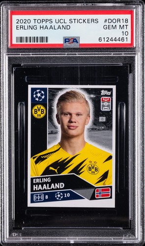 2020 TOPPS CHAMPIONS LEAGUE STICKERS #DOR18 ERLING HAALAND PSA 10