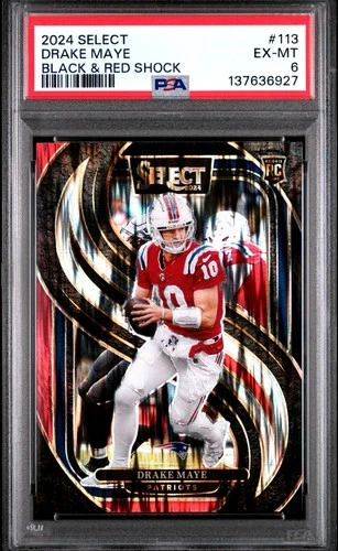 2024 PANINI SELECT BLACK & RED SHOCK #113 DRAKE MAYE ROOKIE RC PSA 6
