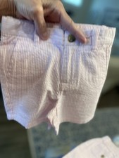Janie And Jack Boys 18 to 24 Or 12-18 Months Pink pinstripe gingham shorts NWT