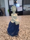 Avon Lady Form Glasflasche blau weiß Werbemotiv Sammlerstück leer