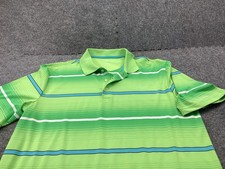 Chaps Golf Polo Shirt Mens Large Green Stripes Performance