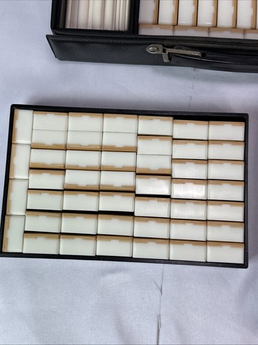 MAH-JONGG Set Vintage Mahjong Case Bamboo Backs Scoring Sticks 1 Die Only READ ! - Picture 4 of 18