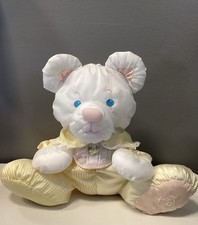 VTG.FISHER PRICE PLUSH PUFFALUMP MOUSE/BEAR, YELLOW  WHITE STRIPES, RATTLE