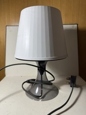 Modern Table Lamp – White Shade & Smoked Base – Bedside / Desk Lamp
