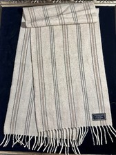 Vintage Tan Stripe German 100 Cashmere Scarf 48x11