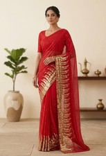 Women  s Indian Saree Fancy Designer Ethnic Party Wear Wedding Bollywood Sari New