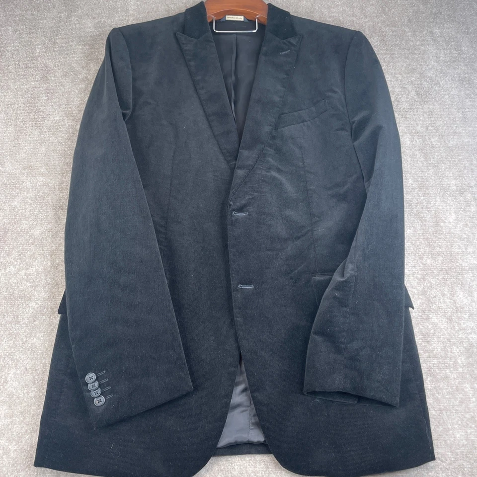 Jaqueta Blazer Masculina Banana Republic Ajuste Personalizado Veludo Preto Tamanho 46L - Imagem 2 de 4