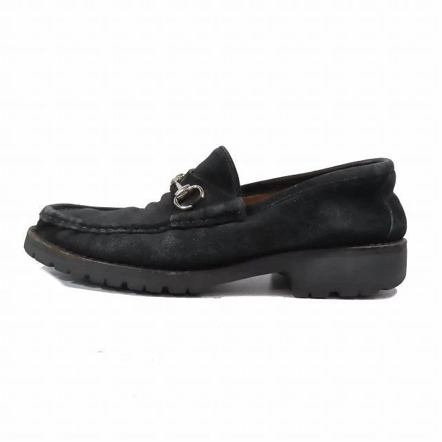 Mocassins Gucci Horsebit chaussures à enfiler en daim 42 noir/6Yba10 homme