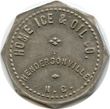 Hendersonville, North Carolina NC Home Ice & Oil Co Good For 25 Lbs Trade Token