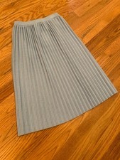 Vintage Knit Dusty Blue Pleated Skirt for Women