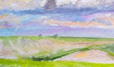 Karlheinz Sch&auml;fer Landschaft Fr&uuml;hling Ostdeutsche Kunst sign Aquarell 1983