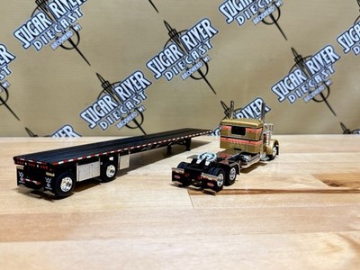 DCP 1/64 Peterbilt 379 Flatbed With Flatbed Trailer Semi Truck
