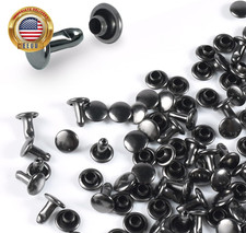 200Sets 6Mm round Double Caps Rivets, Leather Rivets Metal Tubular Studs for Bag