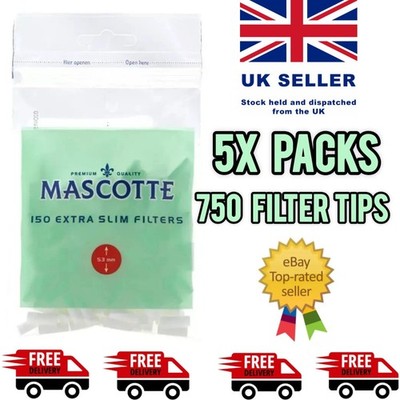 5x Mascotte Extra Slim Filter Tips 5,3 mm Tabak Zigarette Premium Qualität UK