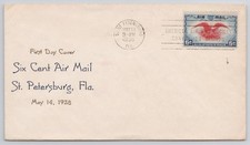 US FDC C23 Eagle & Shield 6c Airmail St Petersburg Fla 1938 c23-36b NIX