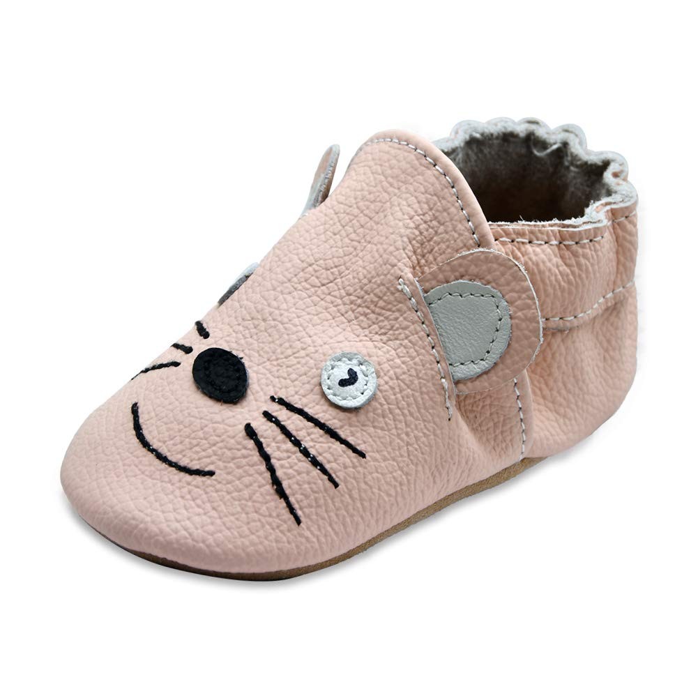 iEvolve Toddler Soft Sole Prewalker Baby 12-18 Months Toddler, Pink Mouse 