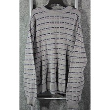 Isle of Cotton Vintage Mens XXLT Grey Textured Knit Crewneck Sweater Made in USA