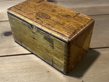 Antique Solid Oak 1889 Patent Accessory Puzzle Box—Singer Sewing Machine Empty