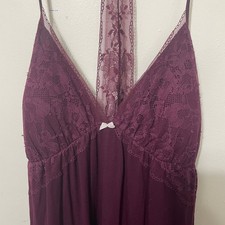 Victorias Secret Womens Plum Lace Racerback Nightgown Slip Dress XL TG READ