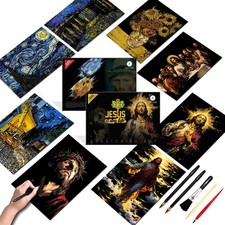 Scratch Art for Adults-Scratch Painting Craft Kit 8 Sheets 16x11 in Foil En...