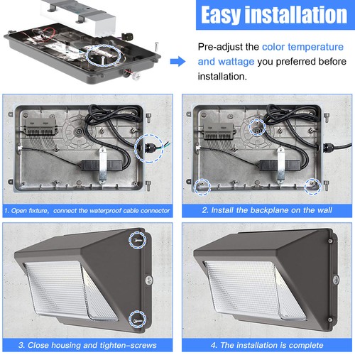 Commercial 100W LED Wall Pack Lights Outdoor Security Lighting 3000K 4000K 5000K - Picture 4 of 13