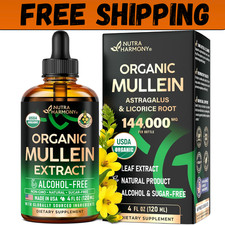Mullein Drops for Lungs - USDA Organic Liquid - Mullein Leaf Extract Supplement