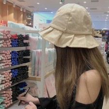 Lady Bucket Hats Bush Caps Fishing Cotton Linen Wide Brim Retro Foldable Fashion