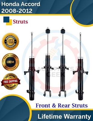 New Front & Rear Struts W/O Springs For 2008-2012 Honda Accord Lifetime Warranty