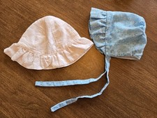 Baby Girl Ruffly Summer Hat and Bonnet 0-3m Sun Hat Blue And White
