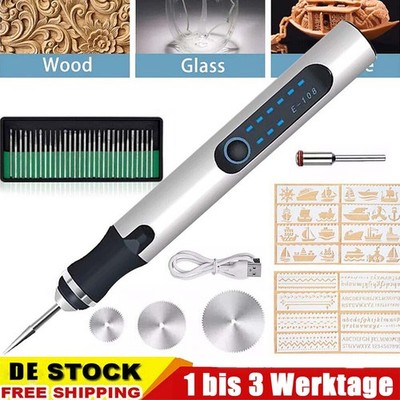 Gravierstift 10W Akku Gravierer Gravurgerät Fräser Gravurwerkzeug USB  für Glas