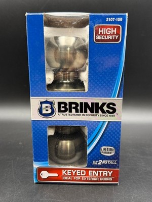 Brinks 2107-109 Keyed Entry Door Knob Exterior Lock Antique Brass ANSI Grade 3