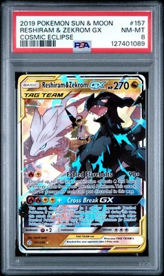 2019 POKEMON SUN & MOON COSMIC ECLIPSE #157 RESHIRAM & ZEKROM GX