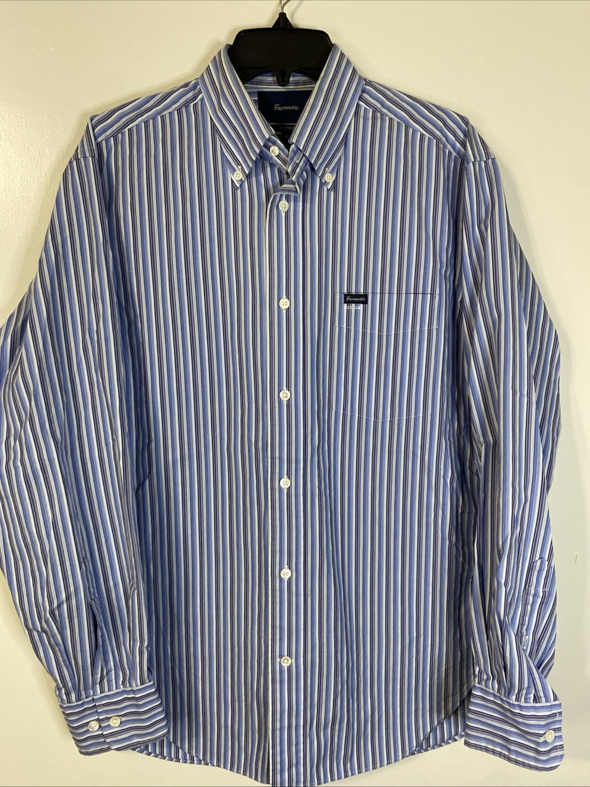 Facconable Button Down Shirt Long Sleeve Blue Men… - image 1