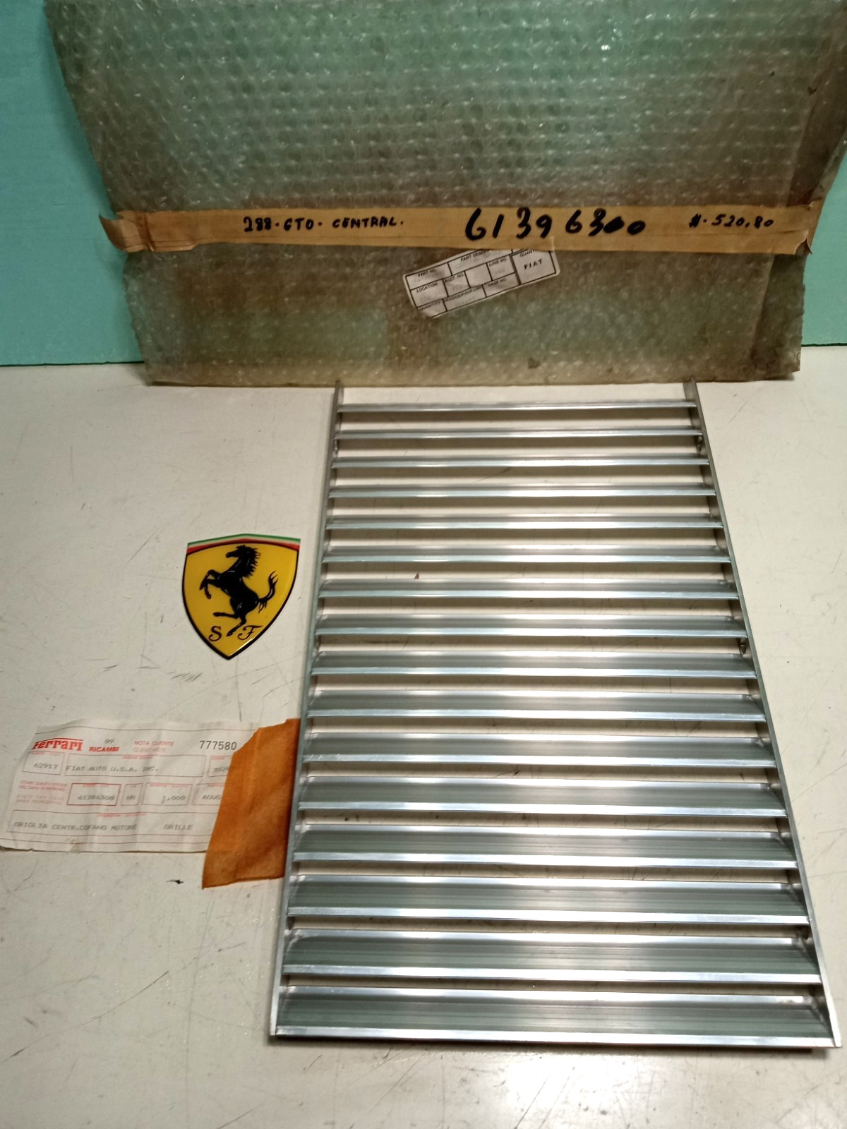 Ferrari 288 GTO Rear Trunk Boot Lid Center Central Grille_61396300_NEW GENUINE