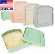Sandwich Containers, 4Pcs Reusable Sliced Toast Boxs, Bread Holder Bread Contain