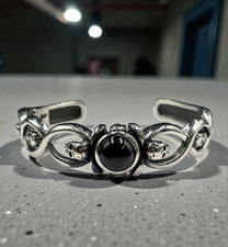 Bracciale rigido da Uomo con Pietra Onice in Acciaio