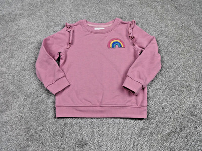 ImpIDimpi Sweatshirt Mädchen 104 3-4Y rosa Rüschen Regenbogen Bio Baumwollmischung Kinder