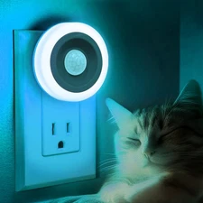 Motion Sensor Night Light Azure Blue, 2 Pack Night Lights Plug into Wall, Aut...