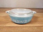 Pyrex Amish Butterprint Casserole Dish 471 Turquoise 1 PT with Lid Vintage