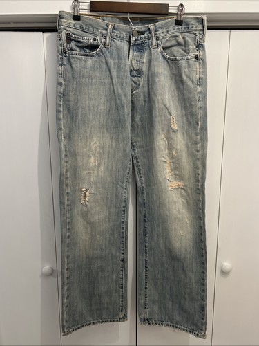 Jeans vintage Y2K Abercrombie & Fitch uomo vita bassa bottone mosca oncia extra pesante 31x32