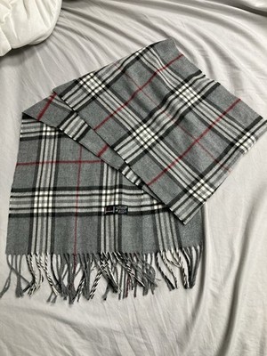 Cashmink V. Fraas Traditional Plaid Black & Gray Scarf Unisex