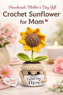 Crochet Sunflower Gift for Mom Handmade Mini Birthday Mothers Day Decor
