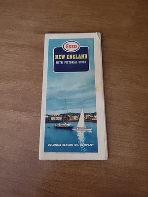 1942 COLONIAL BEACON ESSO Road Map NEW ENGLAND Massachusetts Connecticut Maine