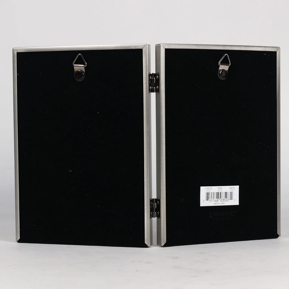 Pewter 5x7 Double Picture Frame with Velvet Backing - Image 3 of 3