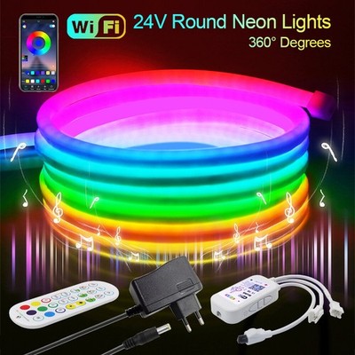 24V RGB Neon LED Stripe Streifen Flex Dimmbar 24Keys Bluetooth APP Lichtband